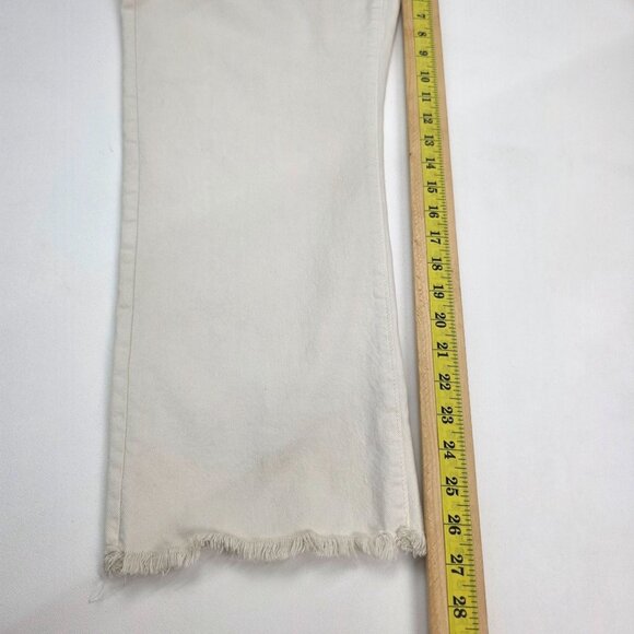 Loft Womens Off-White Straight Crop Jeans Size 14 High-Rise Raw Hem Stretch - Picture 12 of 13